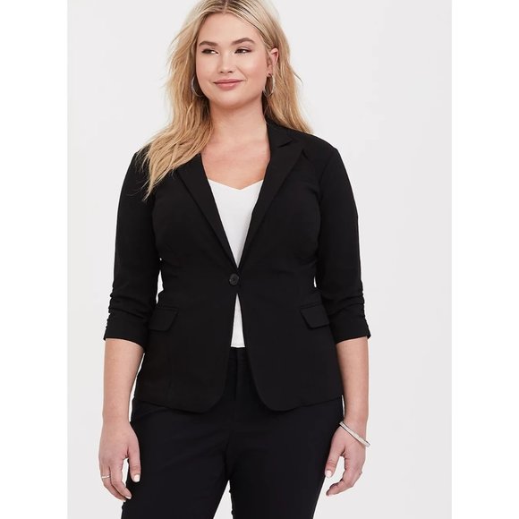 Torrid SZ 4 EUC STUDIO LEXINGTON MILLENNIUM STRETCH BLAZER - BLACK - Picture 1 of 5